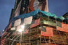 construction workers messages on Microsofts new Times Square building