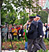 Art Stenning, Bob Walsh WWII Vets and Legion Commander David Diggs lay a wreath at the Memorial.